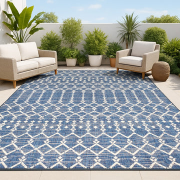Ourika Moroccan Geometric Textured Weave Indoor/outdoor Rug